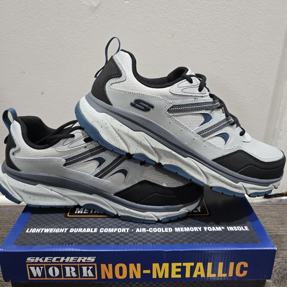 Skechers Men's Black and Gray Work Shoes